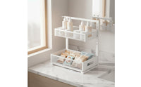 Pull-out Cabinet Organizer Versatile Adjustable Rack Large Capacity 2-Tier Sliding Basket Organizer for Kitchen, Pantry, Lavatory
