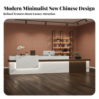Modern Reception Desk Multi-Use Company Lobby Counter Sturdy Construction Retail Checkout Counter for Business Owners, Office Managers