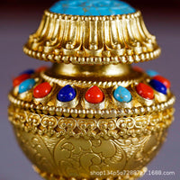 Fuhuiyuan Copper Alloy Miniature Treasure Vase with Lotus Design