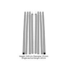 Coated Iron Tent Pole Silver Collapsible Tent Support Pole Pointed Tip Storage Bag