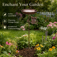 Cast Iron Bath, Freestanding Pedestal Birdbath, 76cm Retro Garden Ornament