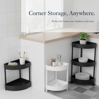 Multi-layer Corner Storage Shelf for Bathroom & Kitchen, Freestanding Triangle Organizer