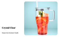 Thermal Shock Resistant 32oz Glass Tumbler with Handle Bubble Tea Friendly Glass Tumbler with Handle and Straw Complimentary for Travel