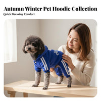 Four-Legged Dog Hoodie Button Closure 4-Leg Dog Hoodie Sporty Design Striped Pet Sweatshirt for Dogs, Cat Owners, Outdoor, Cold Weather, Home Lounging