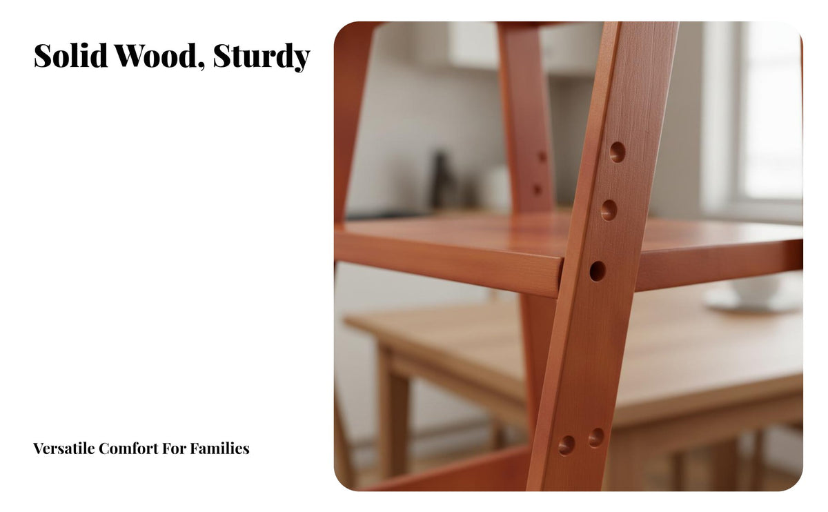 Adjustable Wooden High Chair Design Young Child Growth Chair Easy to Clean Solid Wood Dining Stool for Young Children, Preschoolers, Kitchen, Home