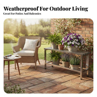 Rust-Resistant Single-Tier Slatted Bench Indoor & Outdoor Use Plant Stand Long-Lasting Construction Storage Rack Simple Design for Gardeners, Homeowners, Apartment Dwellers, Balcony, Outdoors, Garden, Living Room