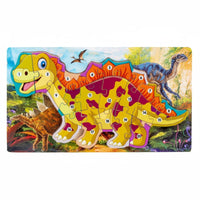 Wooden Dinosaur Puzzle Learn Shapes Dinosaur Learning Puzzle Hand-Eye Coordination Educational Toy for Young Children, Children 3++