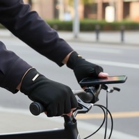 Unisex Winter Warm Cycling Gloves with Windproof and Non-Slip Design, Convertible Fingerless Suede