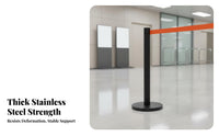 Anti-Rust Stainless Steel Retractable Belt Barrier Heavy-Duty Base Retractable Belt Crowd Control Post Long-Lasting Double Layer Queue Stanchion Weather Resistant for Event Organizers, Retail Managers, Business Owners, Events, Exhibition Halls, Airports