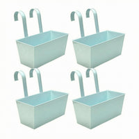 4 Pieces Railing Planter Box Curved Hooks Fence Hanging Planter Rectangular Garden Container
