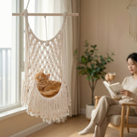 Woven Macrame Cat Sling Indoor Cat Sling Bed Soft Pet Furniture Cozy for Window