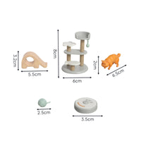 5 Pieces Compact Miniature Pet Scene Sturdy Cat Playset Plastic Pet Playset Safe for Collectors, Desk Decor