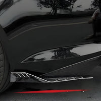 2 Pieces Universal Fit Rear Bumper Corner Splitter Gloss Black Finish Rear Bumper Lip Guard ABS Material Carbon Fiber Look for Street Driving