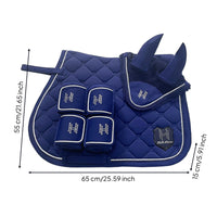 Horse Riding Set with Leg Wraps Comfortable Saddle Pad and Ear Bonnet All-Purpose Saddle Pad with Ear Bonnet for Equestrians
