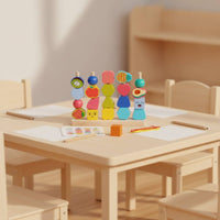 Stacking Toy with Threading Cords Educational Wooden Stacking Toy Colorful Preschool for Toddlers, Playroom, Classroom