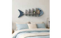fishes skeleton Wall Shelf Nautical Wooden fishes skeleton Wall Decor Decorative fishes Shaped Shelf for Bedroom