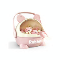 40 Pieces Cute Press-and-Bounce Rabbit Toy Cartoon-Style Bunny Storage Box Clear Window Bunny-Shaped Play Set Hard-Shell
