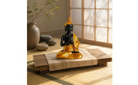 Sakyamuni Buddha Statue Resin Buddha Statue Gold and Black Finish for Altar