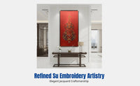 Embroidered Wall Art, New Chinese Style, Suzhou Embroidery, Gourd Motif, Entryway Decor, Vertical Framed Painting