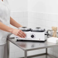 Dual Pot Depilatory Warmer Adjustable Temperature Double Pot Depilatory Warmer Professional Fast Heating for Estheticians