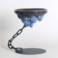 Iron Chain Ceramic Hanging Planter Glossy Tabletop Planter Display Textured Ceramic Hanging Pot Black