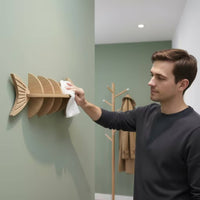 fishes Shaped Wall Shelf Decorative Wooden Shelf with fishes Design Coastal Furniture for Living Room