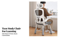 Ergonomic Design Adjustable 4-Leg Task Chair High Back with Headrest Study Seat Support Household Furniture Easy Assembly for Teenagers, Home Users, Office Workers, Dormitory, Bedroom