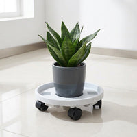 Adjustable Flower Pot Base with Roller Tray, Heavy Duty PP Resin Pot Base on Wheels, Indoor Outdoor Holder for Balcony Drainage Tray
