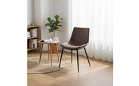 Quilted Leather Dining Chair Easy to Clean Modern Upholstered Side Chair Stain-Resistant Household Furniture for Restaurant, Home Office, Cafe