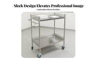 Heavy Duty Medical Instrument Trolley Easy to Clean Hospital Treatment Cart Anti-Rust Stainless Steel Rolling Cart Locking Casters for Medical Center Personnel Artists, Workshop Technicians, Operating Room, Oral Away Ice, Laboratory, Restaurant