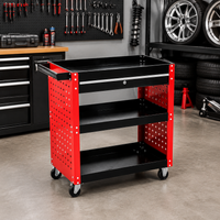 Sturdy Duty Tool Cart, 70x36x67cm Mobile Tool Storage with Locking System, 3 Drawer Tool Chest for Automotive Repair, Matte Black Steel