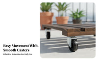 Square Wooden Plant Stand with Wheels Versatile Square Planter Trolley Sturdy Duty Plant Wheeled Base Anti for Patio