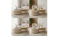 Nesting Coffee Table with Drawers Fully Assembled Round Nesting Coffee Table No Installation Needed for Apartment