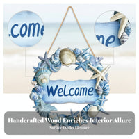 Sea Star Coastal Wreath Sign Easy to Hang Beach Welcome Sign Lightweight Wooden Door Hanger Long-Lasting