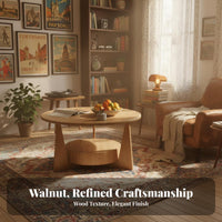 2 Pieces Retro Aesthetic Round Nesting Tables Designer Original Coffee Table Staggered Height Design Living Room Furnishing Multi-Purpose for Small Apartment Dwellers, Guesthouse Owners, Interior Designers, Lounge Area, Office, Bedroom