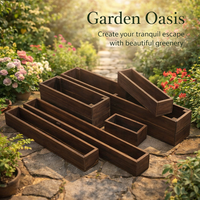Rectangular Wooden Planter Box for Balcony Garden, Outdoor for Flowers and Long Flower for Gardeners, Hanging Pot