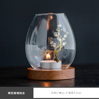 玻璃烛台摆件高端简约防风罩中式复古禅意小蜡烛台座香薰家用装饰