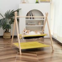 Swing Bed 2-Layer Hanging Cat Bed with Tassels, Indoor Toy and Hanging Bed for Relaxation, Universal Size Cat Swing Playground for Self-Play