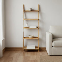 Bamboo Ladder Shelf Multi Tier Floor Standing Shelf Sturdy for Living Room