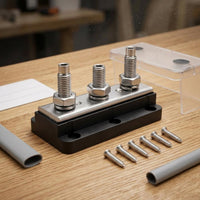 Heavy-Duty 300A Bus Bar Mounting Holes Terminal Stud Bus Bar Threaded Studs Busbar with Cover Metal Plate