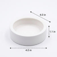 Easy Clean Reptile Bowl with Raised Rim, Ceramic Reptile Bowl for Mealworms, Gecko Feeding Dish for Small Reptiles, White Finish