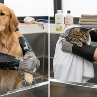 Pet Anti-Bite and Scratch Protective Gloves for Dog and Cat Training, Bathing, and Handling