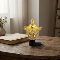 Electric Scent Warmer Electrically-Powered Scent Warmer with Handles Gold-Finished for Home Fragrance, Tea-Serving Areas