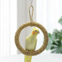 Cockatiel Toy and Budgie Toy Rope Swing Toy, Circular Climbing Toy for Small Parakeets Cockatiels, All Rope Hanging Perch without Noisy Bells