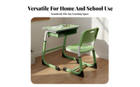 Ergonomic Design Student Desk and Chair Set Sturdy Construction Single Student Desk Chair Easy to Assemble Kids Study Workstation Built-in Storage for Students, Teens, Tutoring Center, Homeschooling, Distance Learning, Bedroom