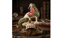 Hand-Painted Serpent Skull Sculpture Detailed Skull Sculpture Gothic Snake Statue Decorative for Collectors, Halloween Decor, Horror-Themed Rooms