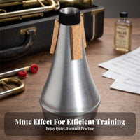 Cork Pads B and B Trumpet Practice Mute Tapered Cone-Shaped Trumpet Practice Mute Silver-Colored Black Collar