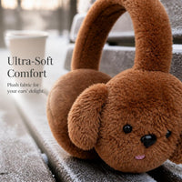 Cute Puppy Plush Earmuffs for Women, Foldable Winter Warm Ear Covers