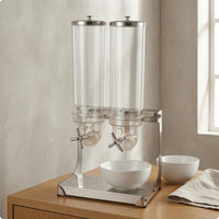 Countertop Grain Dispenser Stainless Steel and Dry Food Dispenser Clear Containers Kitchen Storage