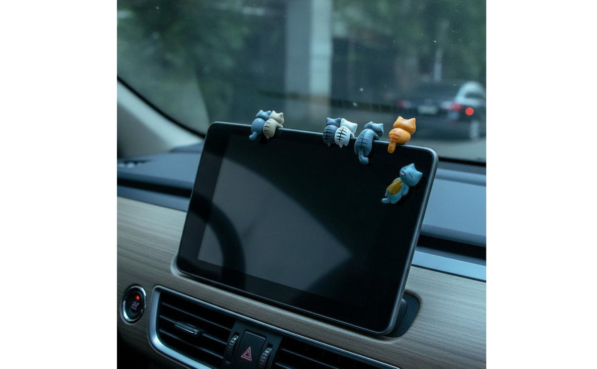 6 Pieces Kawaii Cute Cat Back View Figure Unobtrusive Design Cartoon Cat Dashboard Toy High Temperature Resistant for Women, Center Console